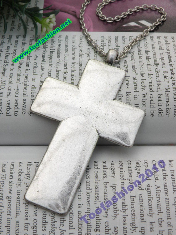 Pretty retro silver big cross necklace pendant jewelry punk style