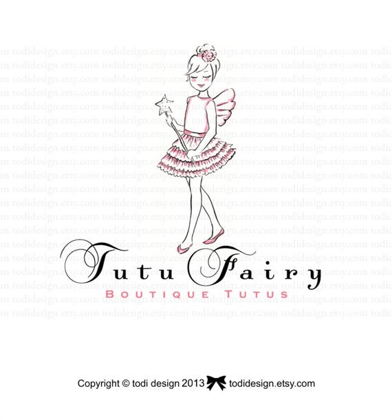 Tutu Fairy - Tutu Boutique Couture - OOAK Character Illustrated Premade Logo design-Will not be resold Il_570xn