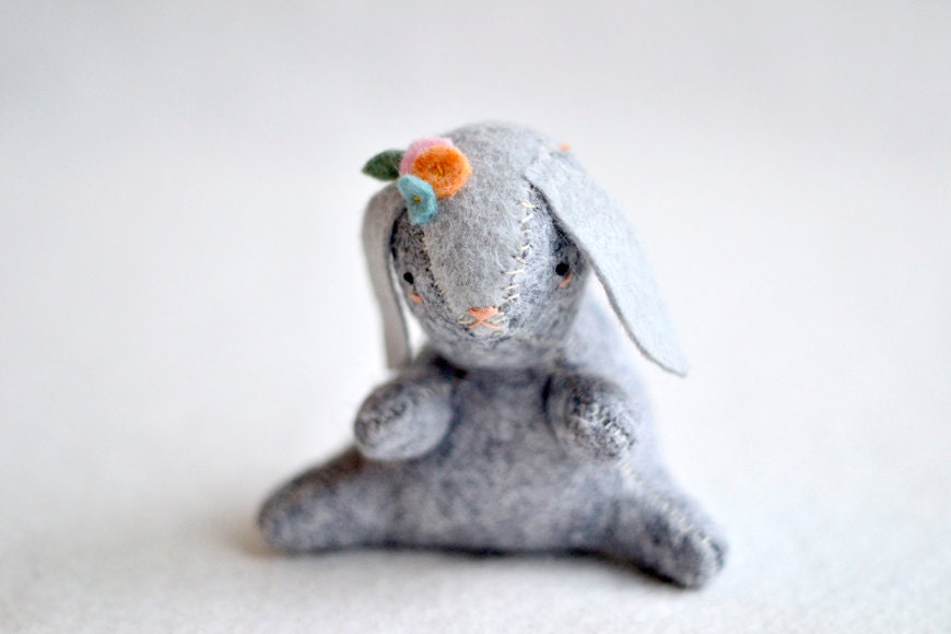 spring bunny plush - soft sculpture animal