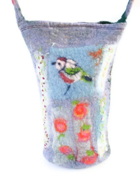Seamless Felted  Bag Purse Lilac Pink Patchwork Effect