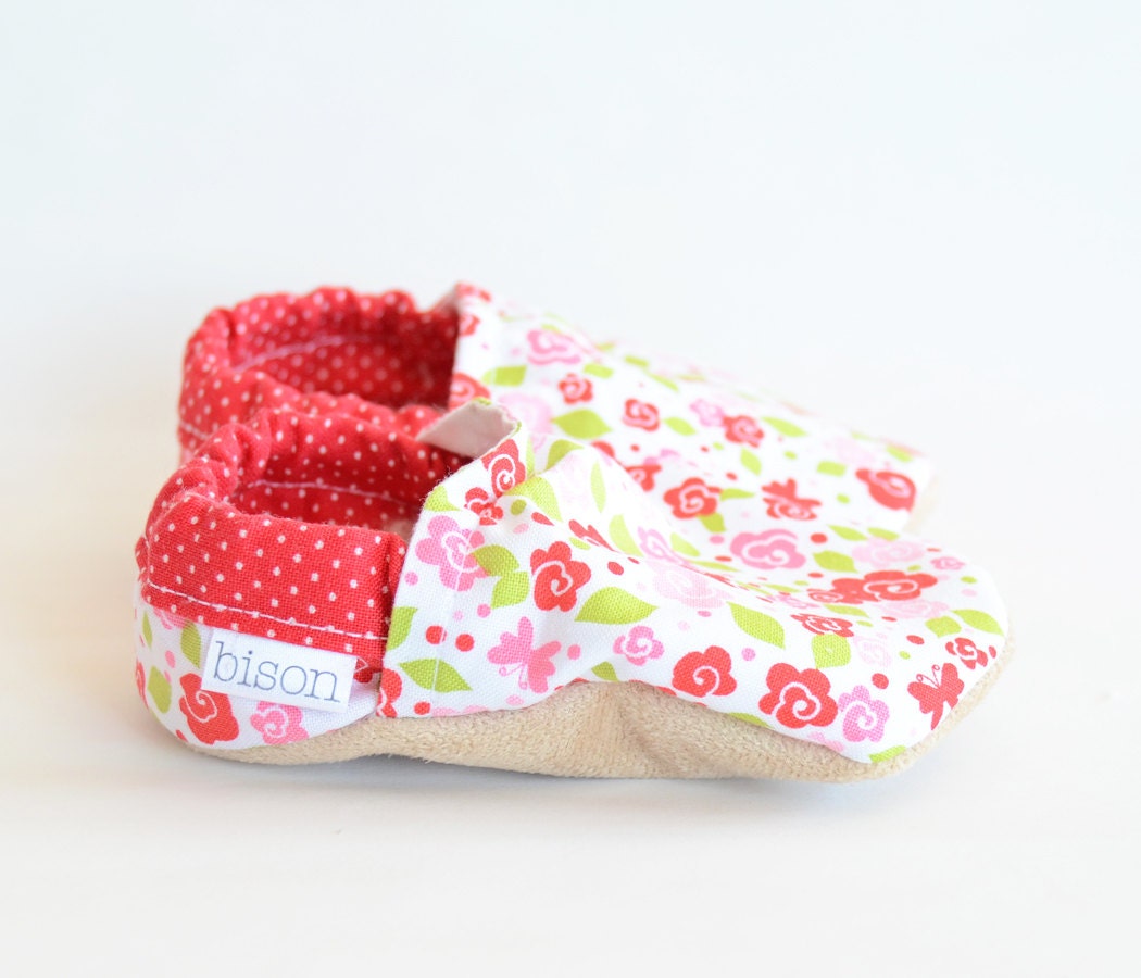 May Day Bison Booties flower floral spring Size 12 to 18 Months Ready to Ship