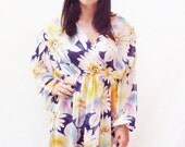 15% off Memorial Day Sale SHEER Floral Daisies Dress Sm S Med M Midi Dress 70s Bohemian Rare Hippie Luxe Festival Summer India Exotic Grung
