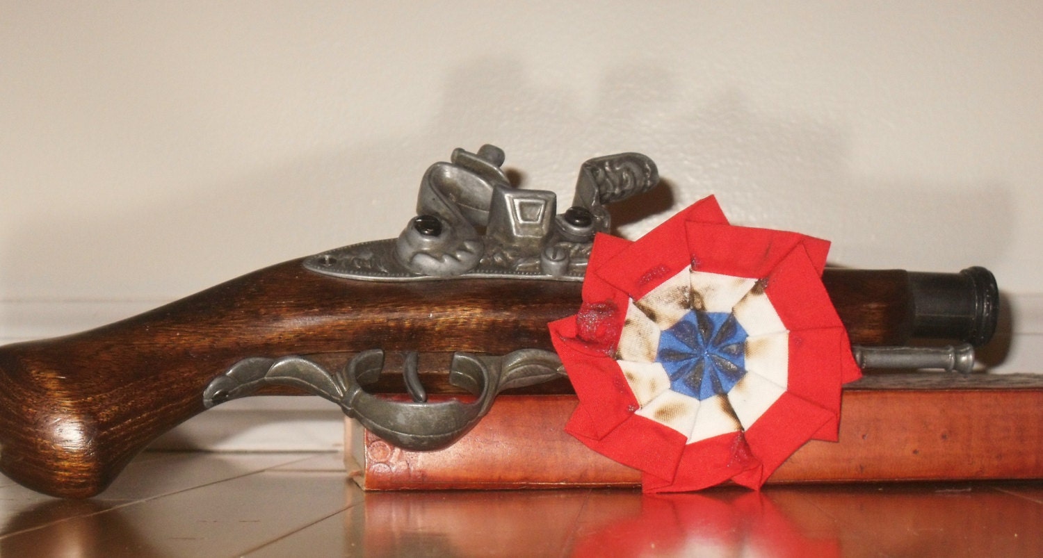 Les Miserables Cockade Rosette Pin, Singed, Red, White, and Blue - Les Mis Barricade