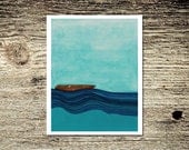 Summer Lake Turquoise Water Acrylic Fine Illustration Art Print