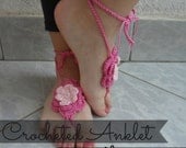 Crocheted children's anklet PDF patten - a photo tutorial, baby ankle bracelet, barefoot jewelry, boho chic, DIY anklet, sell what you make