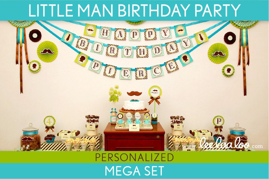 Little Man Birthday Party Package Collection Set Mega Personalized Printable // Little Man - B17Pz2 Il_570xn