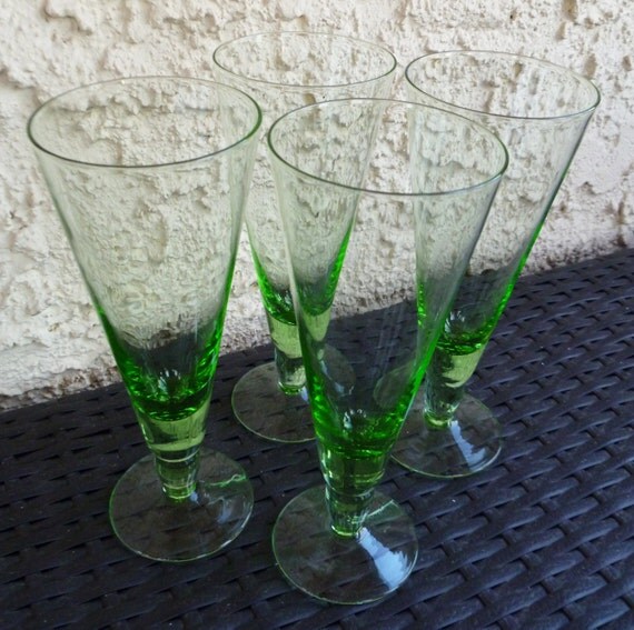 green glass drinking glasses