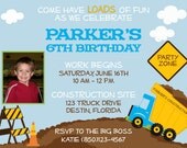 Construction Dump Truck 5x7 Photo Birthday Party Invitation - Boy Printable Il_170x135