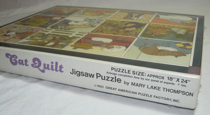 Vintage 1983 550 Plus Piece Jigsaw Puzzle CAT QUILT New Sealed Great American Puzzle Factory