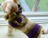Dog Sweater Hand Knit Chica Organic Cotton XSmall 11 inches long