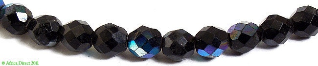Black Iridescent Fumed Faceted Glass Trade Beads African