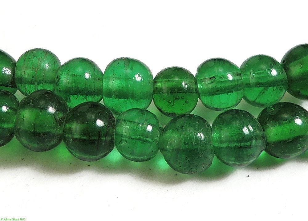 Padre Translucent Green Wound Glass Trade Beads African