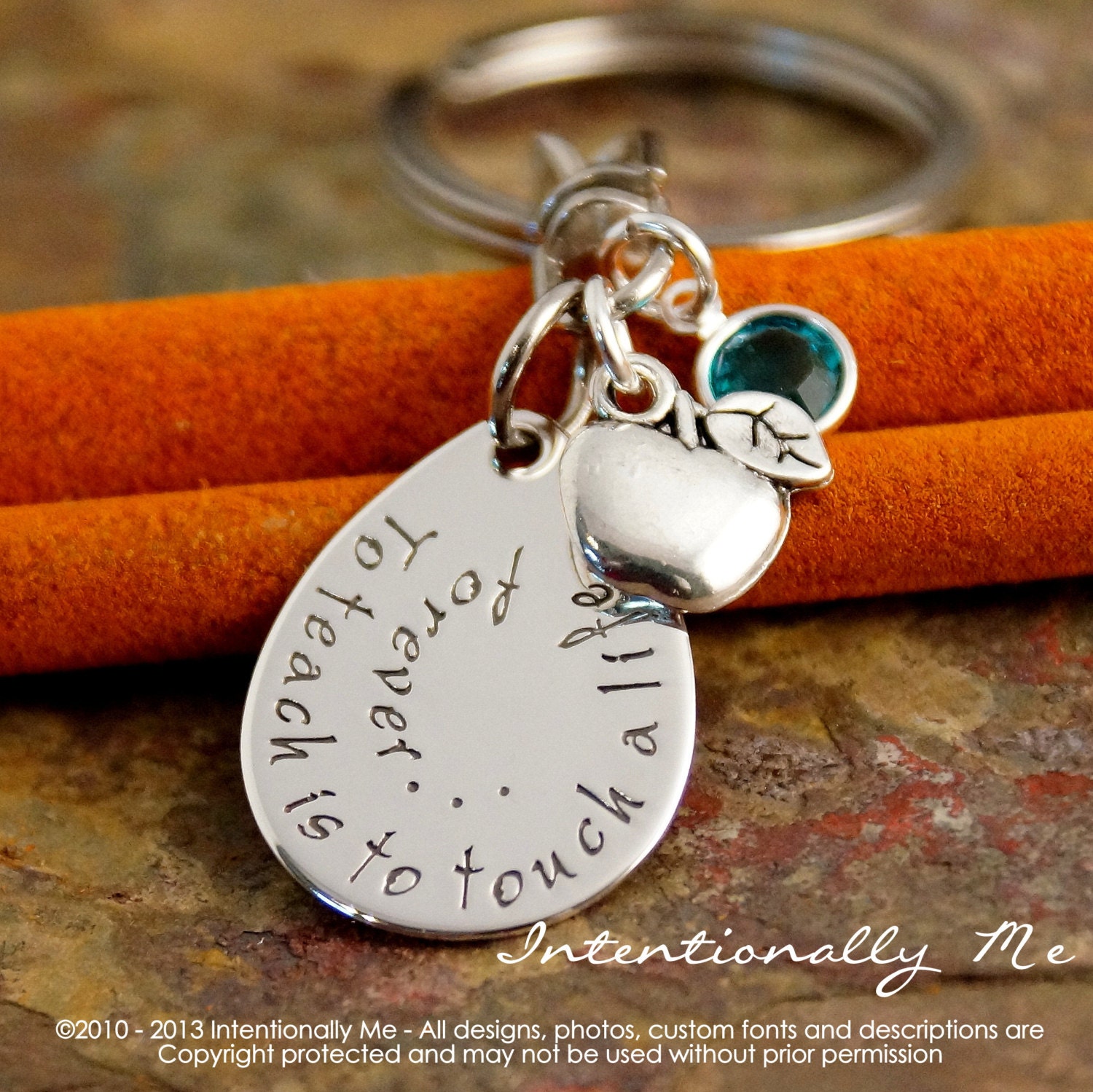Teacher appreciation Key chain - Hand Stamped Personalized Key Chain -  Teacher Gift To Teach is to touch a life forever