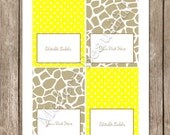 Editable yellow giraffe food labels, table labels, buffet labels, printable, digital file Il_170x135