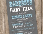 Barbecue baby shower invitation, bbq baby shower invitation, grey, blue, typography, printable, digital file Il_170x135
