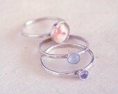 Fox and Gemstones Stacking Rings Sterling Silver (Size 7)