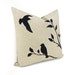 Love birds pillow case, 16x16 pillow cover, Shabby chic home decor - Black birds in nature print on natural beige canvas and geometric back