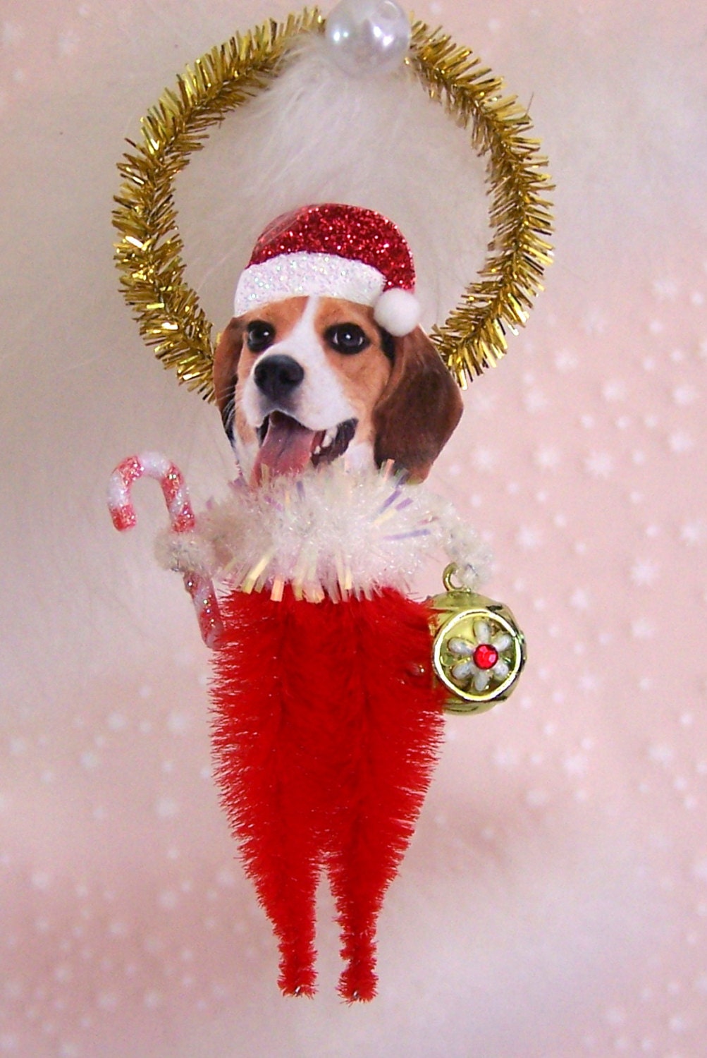 SALE Beagle Christmas Ornament Feather Tree