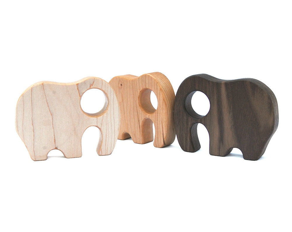 Wood Elephant Rattle, Eco-Friendly Baby Toy