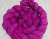 4 ounces Hand Dyed Wool Silk Blend Top, Roving, Purple, Magenta, Blue Faced Leicester Sheep, Mixed BFL - Silk