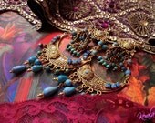 RESERVED for KAYLA- Exotic Turquoise Gemstone Gypsy Chandelier Earrings, Bollywood Indian Earrings, Large Statement Earrings