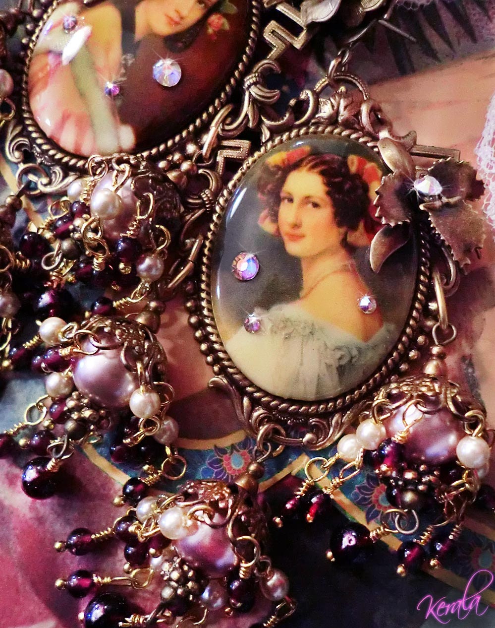 Antique Victorian Cameo Chandelier Earrings, Garnet and Pearl Edwardian Earrings, Orchids and Roses, Large Ornate Statement Earrings, Jhumka