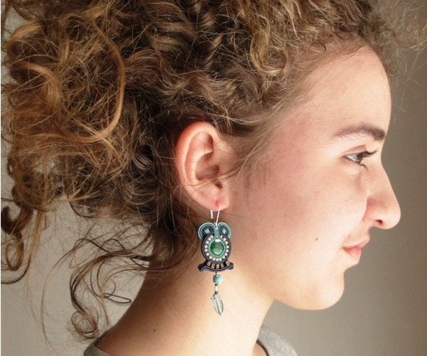 Dangle earrings chandelier earrings gemstone earrings green blue turquoise malachite