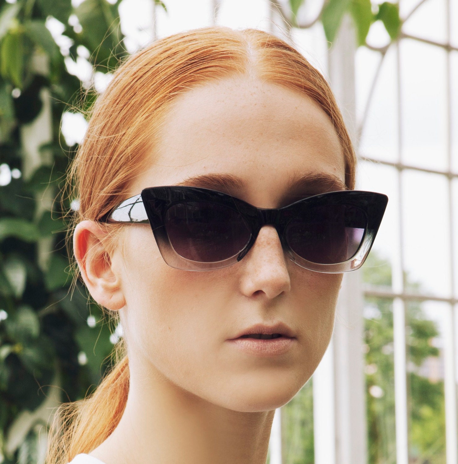Black Two Tone Cat Eye Sunglasses