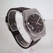 Vintage 1978 Timex Electric Retro Mens Wrist Watch in Silver Case W/Sweep Second Hand & Roman Numerals Black Leather Band