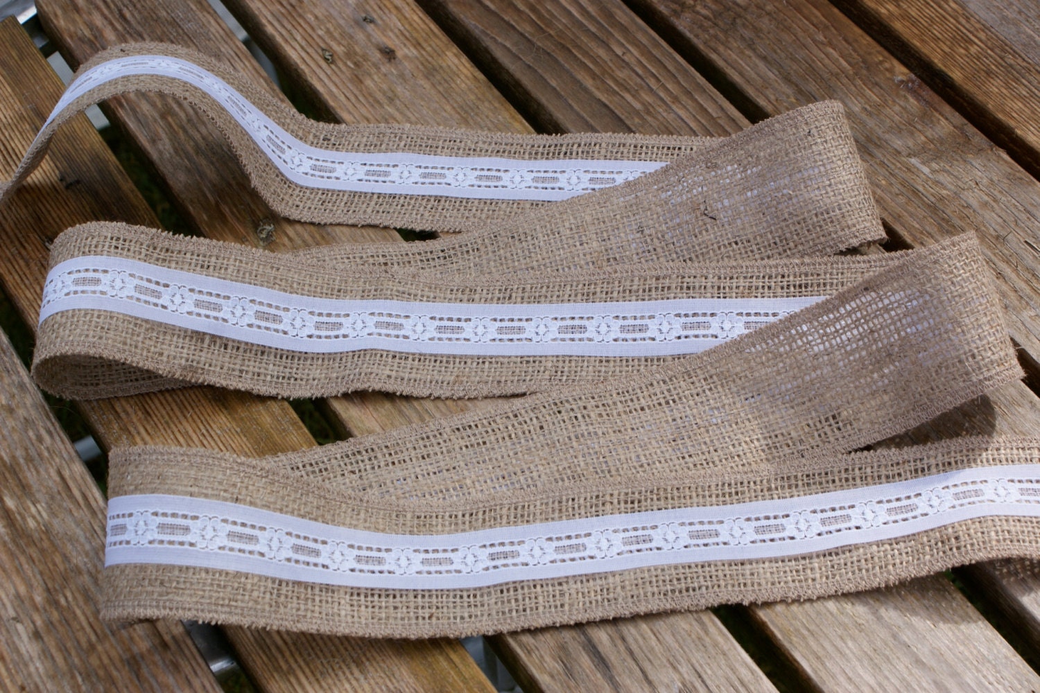Burlap and lace ribbon