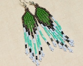 Beadweaving Earrings Green Cooper Blue Lavander Multi Color