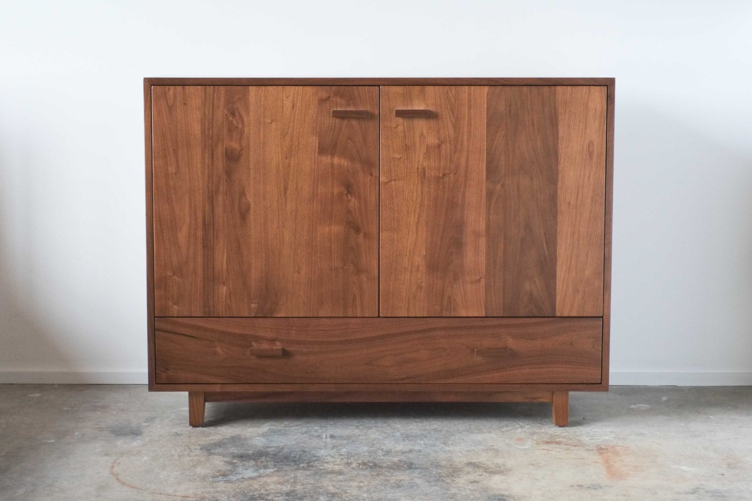 Solid Walnut Wine Cabinet with Drawer