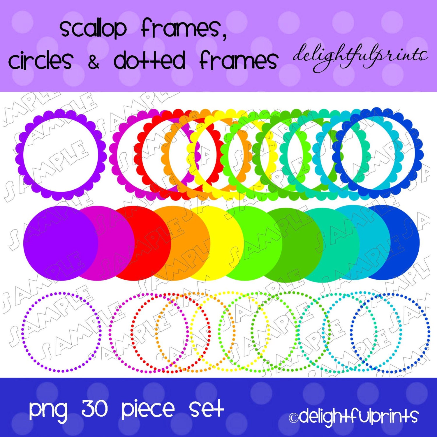 INSTAND DOWNLOAD Colorful frame set digital clipart by delightfulprints Il_570xn