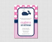 Preppy Whale Party Collection: Printable Birthday or Baby Shower Invitation