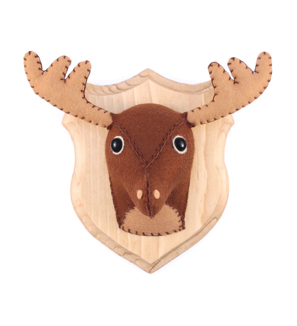 Plush Small Faux Taxidermy, Stuffed Animal Head Decor - Billy The Brown Deer-Moose