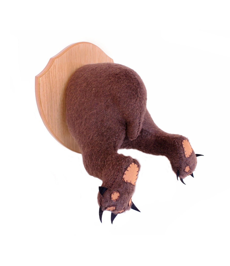 A Grizzly Bear's Behind - Backwards Faux Taxidermy, Plush Fiber Sculpture, Made To Order
