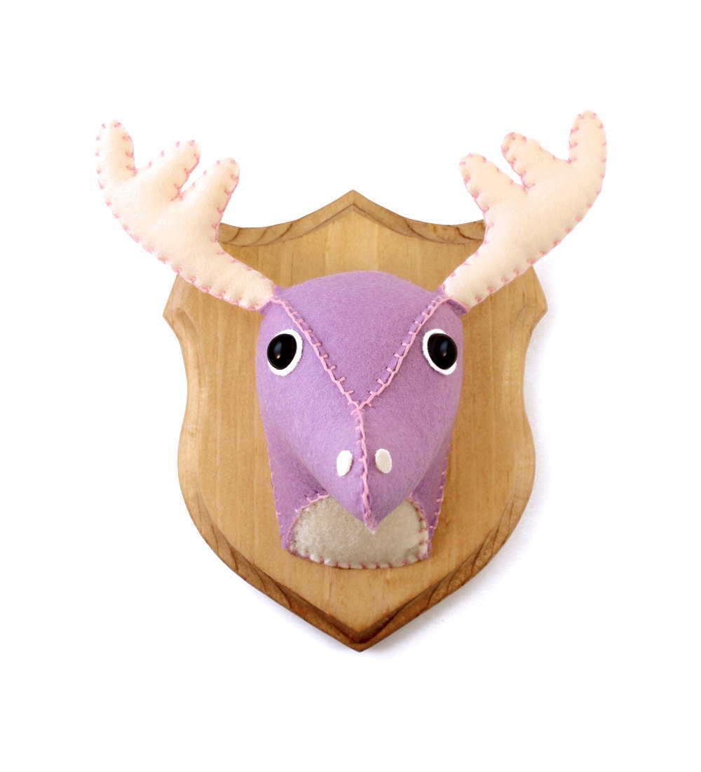 Prototype Sale - Small Faux Taxidermy, Stuffed Animal Room Decor - Paige The Purple Deer-Moose