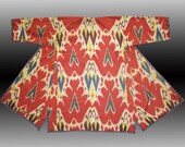 Uzbek national traditional clothes silk cotton ikat adras chapan robe ethnic dress