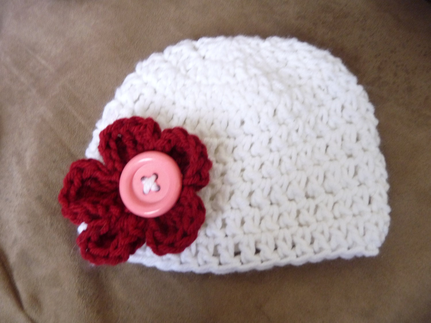 RTS NEWBORN Size 0 to 3 Months Flower Hat with Button