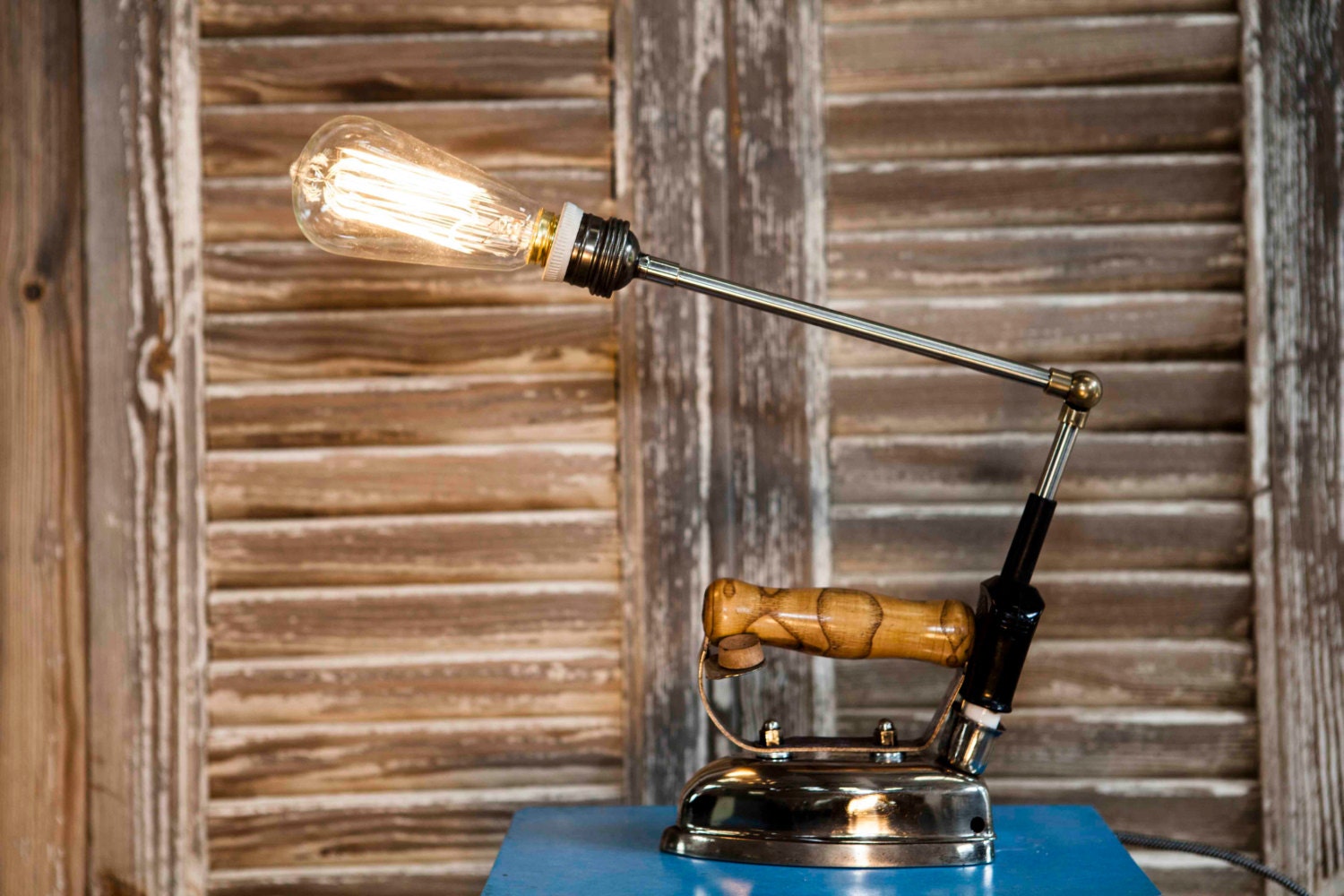 Table Lamp Upcycled Travel Iron Steampunk Lamp