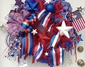 Deco Mesh Patriotic Wreath -