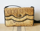 Vintage Snake Skin Purse. 60s Reptile Handbag / Shoulder Bag / Cross Body Purse.