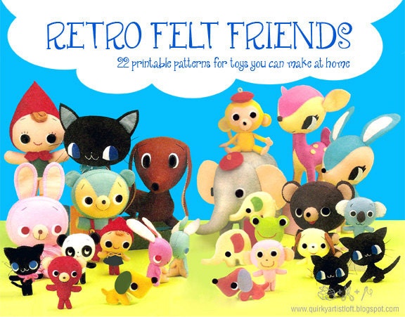 Retro Felt Friends, 25 Cute Kitchy Felt Toy Patterns, e-book-