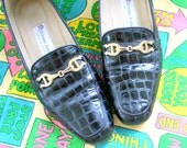 1980s AIGNER LOAFERS Black Classics.....size 7.5 women.....loafers. oxfords. designer vintage. closed toed. mod. retro. etienne aigner