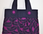 Purse Felted Navy Blue Plum Purple
