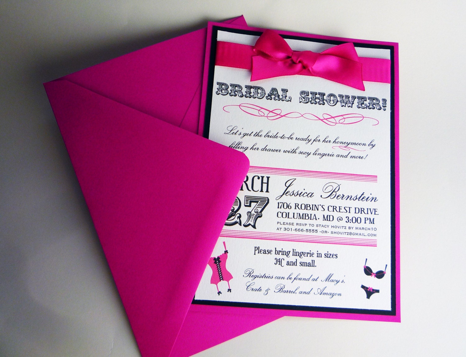 Custom Lingerie Bridal Shower Invitations