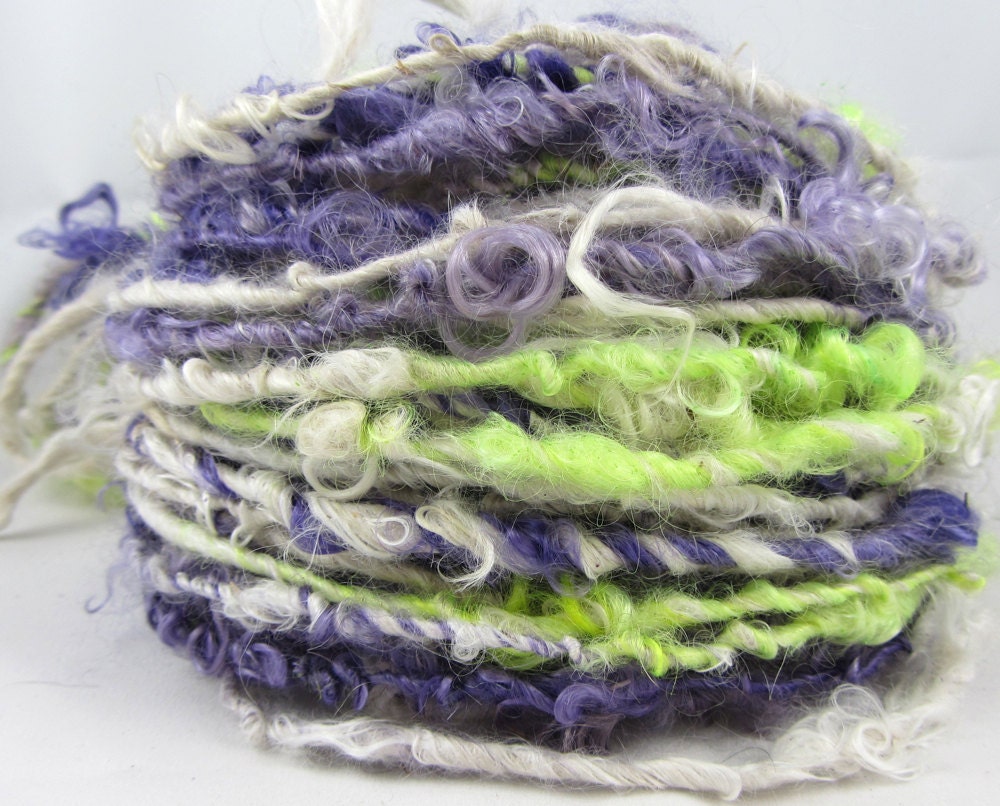 Handspun Yarn Purple and Lime