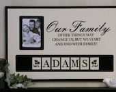 Personalized Family Name Photo Frame Custom Anniversary, Housewarming Gift, Our Family Wooden Picture Home Decor / Wall Decor - Black