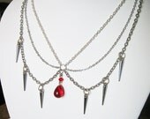 Triple Loop Silver Spike Choker Necklace