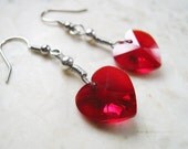 Red Hanging Heart Earrings